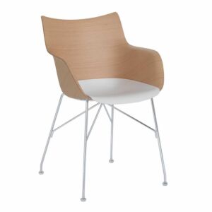 Kartell Q/Wood stoel beuken-Licht hout-Chroom-41,5 cm