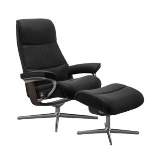 Stressless View M Cross chroom relaxfauteuil+hocker-Wenge-Paloma Black