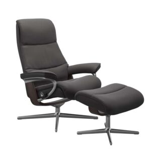 Stressless View M Cross chroom relaxfauteuil+hocker-Wenge-Paloma Rock