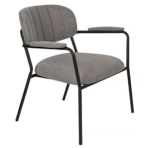 vanHarte fauteuil met armleuning zwart onderstel-Grey