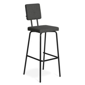 Puik Option Barstool barkruk  Zithoogte 75 cm-Donker grijs-Vierkante zit, vierkante rug
