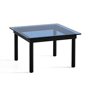 HAY Kofi salontafel 60x60 cm-Blue Tinted Glass-Zwart water-based gelakt eiken
