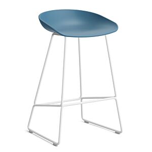 HAY About a Stool AAS38 barkruk wit onderstel-Zithoogte 65 cm-Azure blue