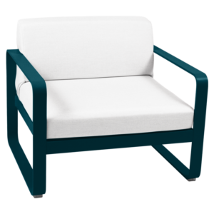 Fermob Bellevie fauteuil met off-white zitkussen-Acapulco Blue