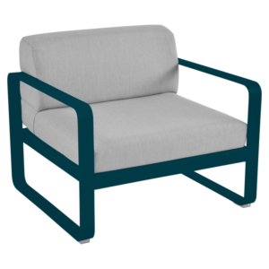 Fermob Bellevie fauteuil met flannel grey zitkussen-Acapulco Blue