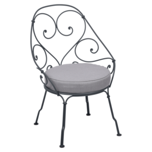 Fermob 1900 fauteuil met flannel grey zitkussen-Anthracite