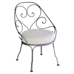 Fermob 1900 fauteuil met off-white zitkussen-Anthracite