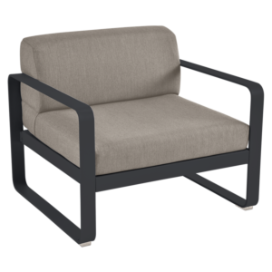 Fermob Bellevie fauteuil met grey taupe zitkussen-Anthracite