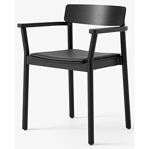 &amp;tradition Betty TK11 stoel - Zwart gelakte essenhout-Noble Aniline Leather Black