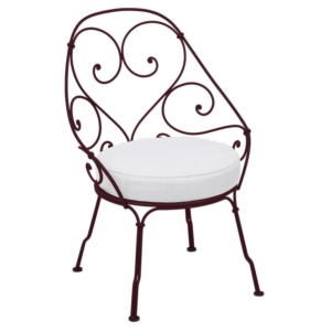 Fermob 1900 fauteuil met off-white zitkussen-Black Cherry