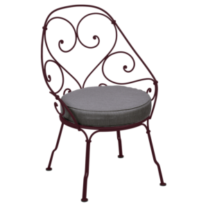 Fermob 1900 fauteuil met graphite grey zitkussen-Black Cherry