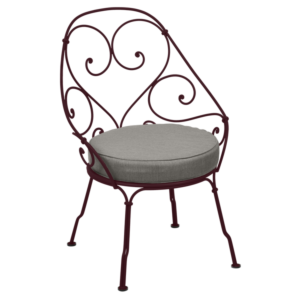 Fermob 1900 fauteuil met grey taupe zitkussen-Black Cherry