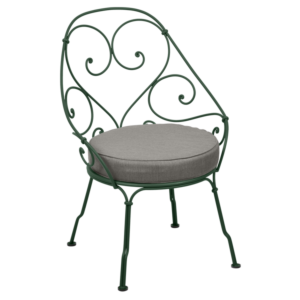 Fermob 1900 fauteuil met grey taupe zitkussen-Cedar Green