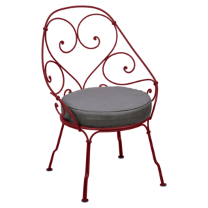 Fermob 1900 fauteuil met graphite grey zitkussen-Chili