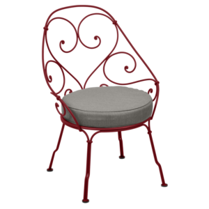 Fermob 1900 fauteuil met grey taupe zitkussen-Chili