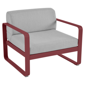 Fermob Bellevie fauteuil met flannel grey zitkussen-Chili