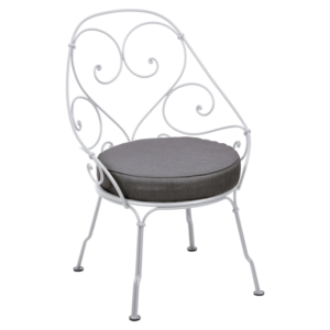 Fermob 1900 fauteuil met graphite grey zitkussen-Cotton white