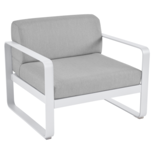 Fermob Bellevie fauteuil met flannel grey zitkussen-Cotton white