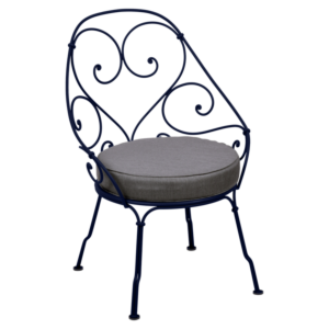 Fermob 1900 fauteuil met graphite grey zitkussen-Deep Blue