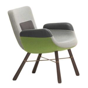 Vitra East River Chair fauteuil met donker eiken onderstel-Green mix