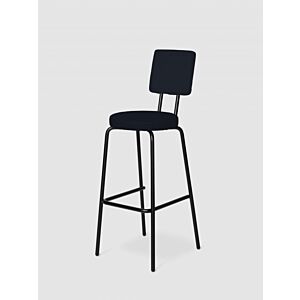 Puik Option Barstool barkruk  Zithoogte 75 cm-Zwart-Ronde zit, vierkante rug