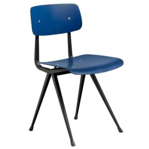 HAY Result stoel-Blauwe zitting, zwart onderstel