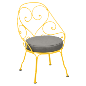 Fermob 1900 fauteuil met grey taupe zitkussen-Honey