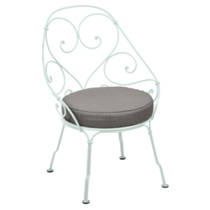 Fermob 1900 fauteuil met grey taupe zitkussen-Ice Mint