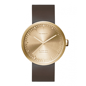LEFF Amsterdam Tube horloge-Polsband bruin-Wijzerplaat goud