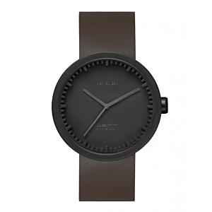LEFF Amsterdam Tube horloge-Polsband bruin-Wijzerplaat zwart