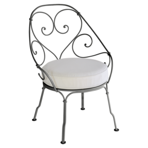 Fermob 1900 fauteuil met off-white zitkussen-Liquorice