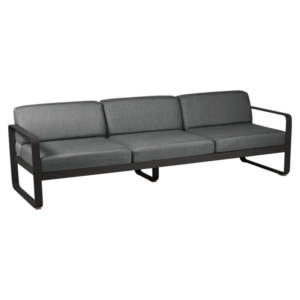 Fermob Bellevie 3-zits loungebank met graphite grey zitkussen-Liquorice