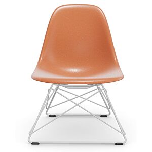 Vitra Eames LSR Fiberglass loungestoel met wit onderstel-Red Orange