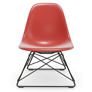Vitra Eames LSR Fiberglass loungestoel met zwart onderstel-Classic Red