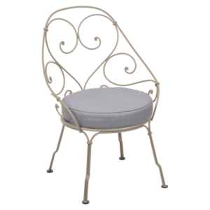Fermob 1900 fauteuil met flannel grey zitkussen-Nutmeg