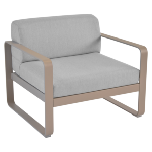 Fermob Bellevie fauteuil met flannel grey zitkussen-Nutmeg