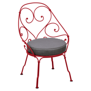 Fermob 1900 fauteuil met graphite grey zitkussen-Poppy
