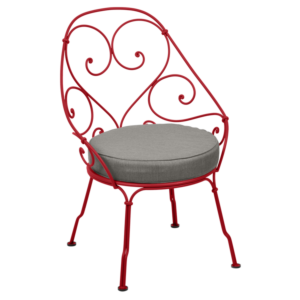 Fermob 1900 fauteuil met grey taupe zitkussen-Poppy