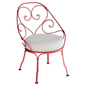 Fermob 1900 fauteuil met off-white zitkussen-Poppy