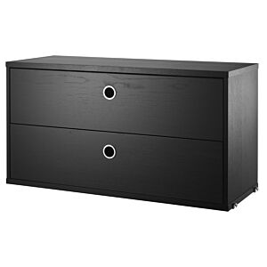 String Chest with Drawers ladekast-78x30x42 cm-Black Stained Ash
