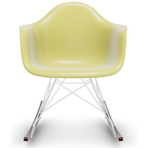 Vitra Eames RAR schommelstoel met wit onderstel-Citroen-Esdoorn donker