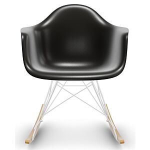 Vitra Eames RAR schommelstoel met wit onderstel-Diepzwart-Esdoorn goud