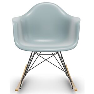 Vitra Eames RAR schommelstoel met zwart onderstel-IJsgrijs-Esdoorn goud