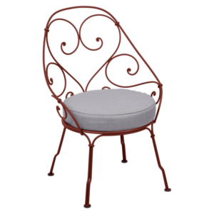 Fermob 1900 fauteuil met flannel grey zitkussen-Red Ochre