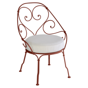 Fermob 1900 fauteuil met off-white zitkussen-Red Ochre