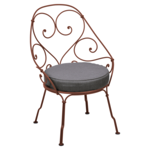 Fermob 1900 fauteuil met graphite grey zitkussen-Red Ochre
