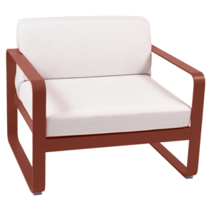 Fermob Bellevie fauteuil met off-white zitkussen-Red Ochre