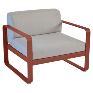 Fermob Bellevie fauteuil met flannel grey zitkussen-Red Ochre