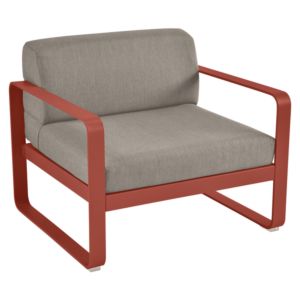 Fermob Bellevie fauteuil met grey taupe zitkussen-Red Ochre