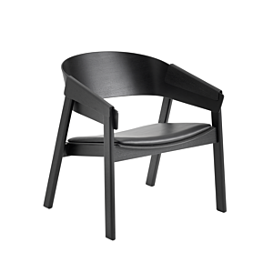 muuto Cover Lounge Chair leren zitting-Black - Black Refine Leather